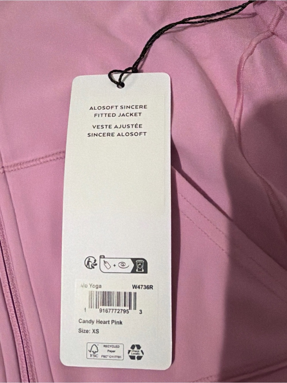 ALO Yoga Candy Heart Pink Fitted Jacket - Picture 3 of 4